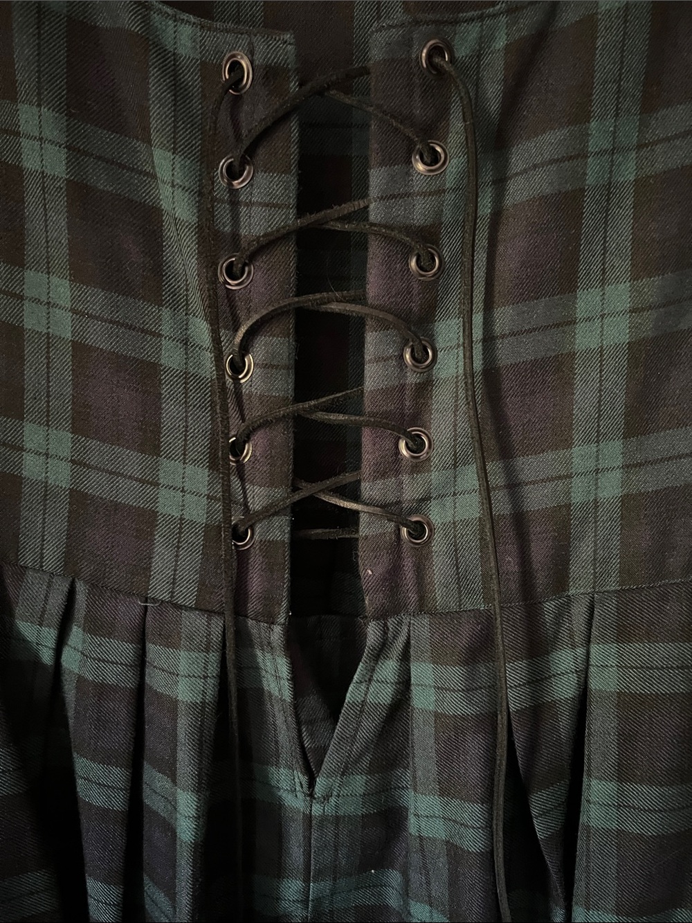 Sleeveless Maxi Dress with Lace-Up Front in Blackwatch Plaid - Picture 4 of 4